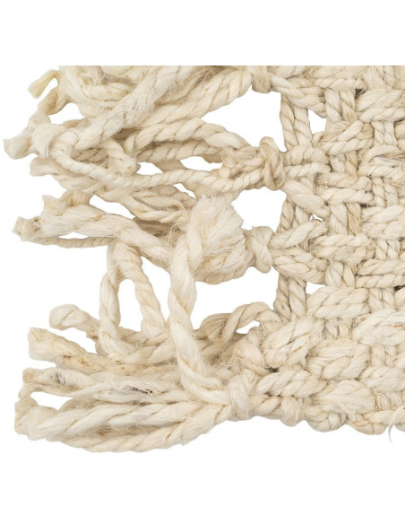 Grand Tapis bohème chic Rectangulaire 200x290 Blanc crème avec franges Narvi 