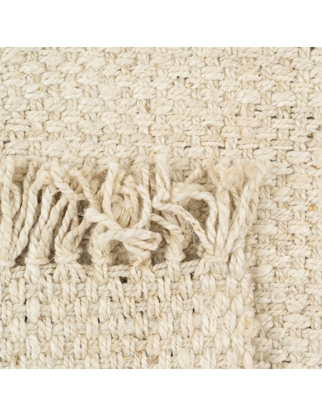 Grand Tapis bohème chic Rectangulaire 200x290 Blanc crème avec franges Narvi 