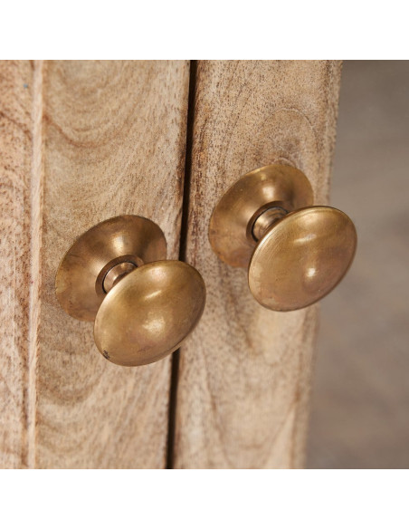 Meuble tv rustique chic 4 portes Blanc Patiné Verre Transparent Zinor - 5