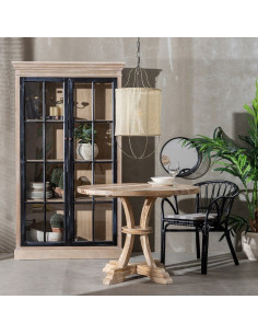 Table à manger Campagne chic Ronde 100 cm Blanc Patiné Lirak  2