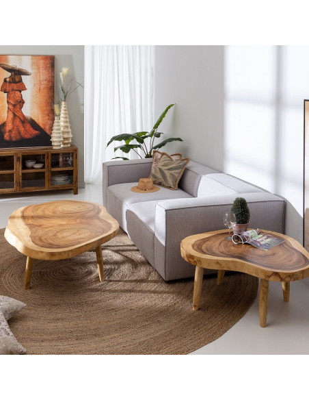 Table basse rustique chic Organique 70 cm Naturel Semir - 2