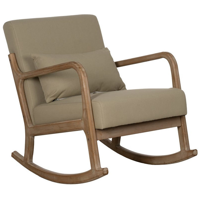 Fauteuil à bascule Japandi Beige Bois d'hévéa Naturel Cayen - 1