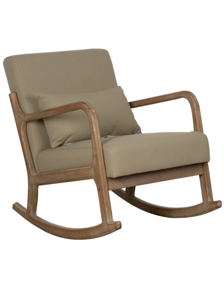 Fauteuil à bascule Japandi Beige Bois d'hévéa Naturel Cayen - 1