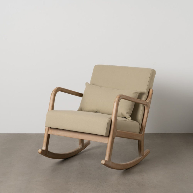 Fauteuil à bascule Japandi Beige Bois d'hévéa Naturel Cayen - 15