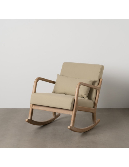 Fauteuil à bascule Japandi Beige Bois d'hévéa Naturel Cayen - 15