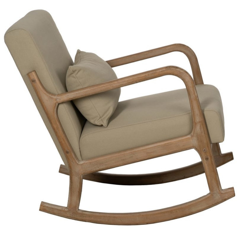 Fauteuil à bascule Japandi Beige Bois d'hévéa Naturel Cayen - 3
