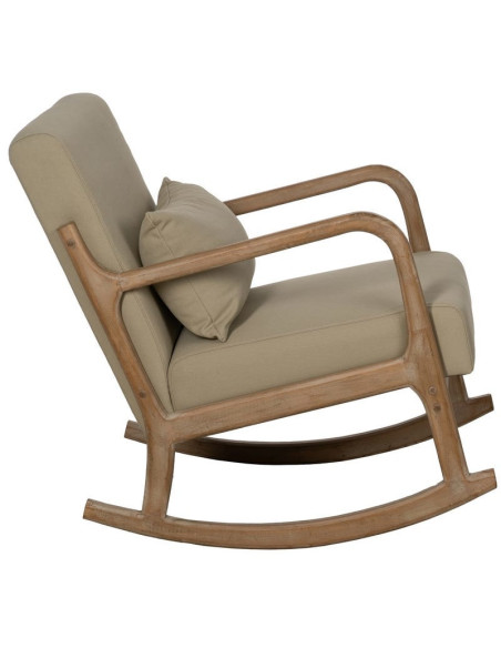 Fauteuil à bascule Japandi Beige Bois d'hévéa Naturel Cayen - 3