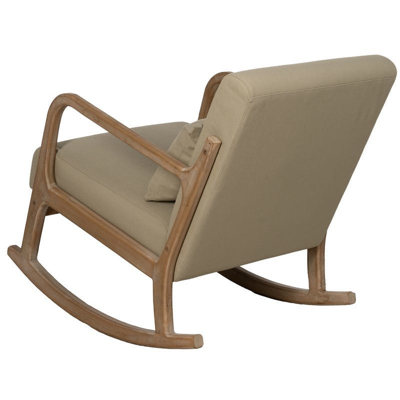 Fauteuil à bascule Japandi Beige Bois d'hévéa Naturel Cayen - 4