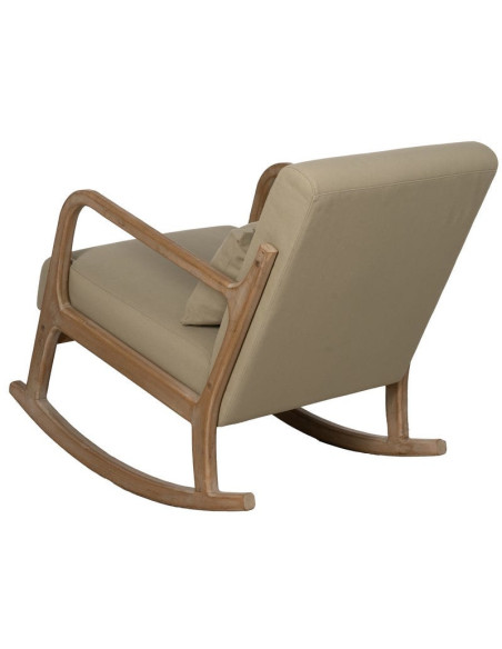 Fauteuil à bascule Japandi Beige Bois d'hévéa Naturel Cayen - 4