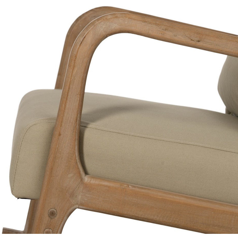 Fauteuil à bascule Japandi Beige Bois d'hévéa Naturel Cayen - 7