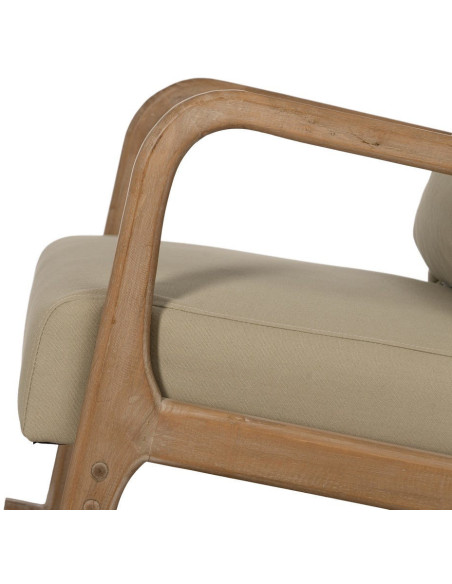 Fauteuil à bascule Japandi Beige Bois d'hévéa Naturel Cayen - 7