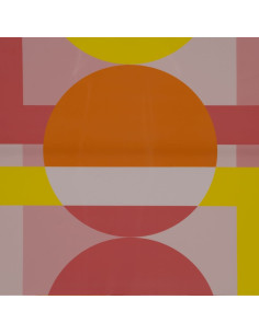 Grande Toile murale imprimée Formes géométriques Jaune Orange & Rouge Cadre en Acrylique rose 80x120 Revik - 1 2