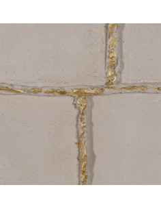 Grand Tableau mural abstrait relief Beige & Doré Cadre PS effet bois 80x120 Zimen - 1 2