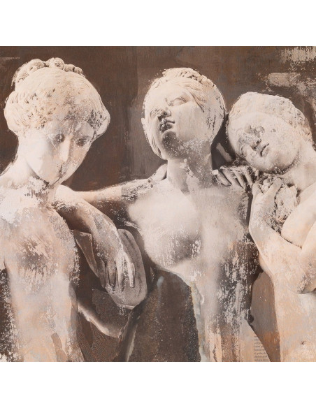 Grand Tableau mural moderne imprimé antique Les Trois Grâces Cadre PS marron effet bois 104x104 Gracias - 2