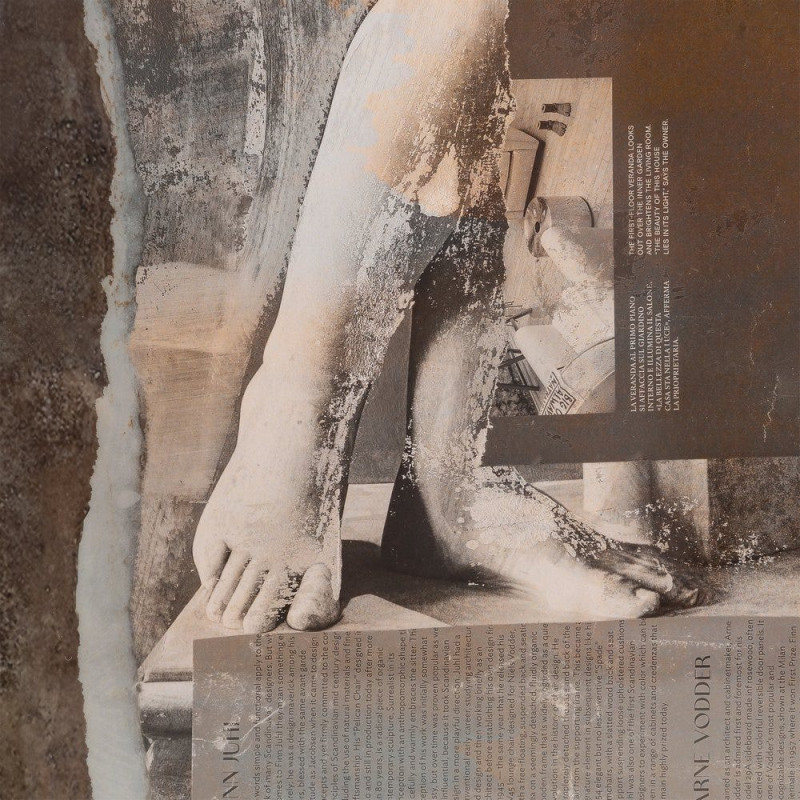 Grand Tableau mural moderne imprimé antique Les Trois Grâces Cadre PS marron effet bois 104x104 Gracias - 3