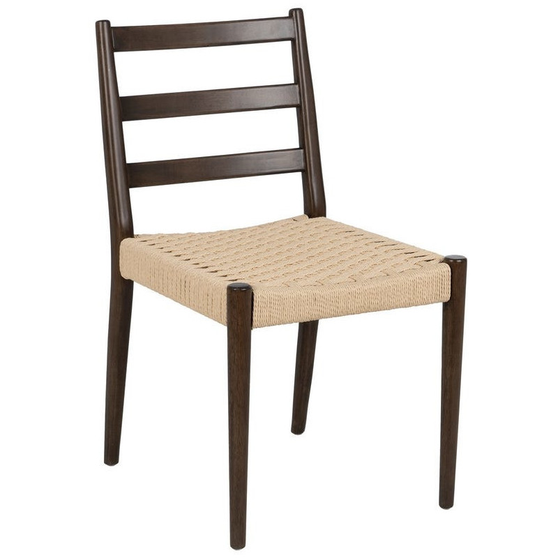 Chaise scandinave chic Beige Tressé Bois d'hévéa Marron Emyro - 1