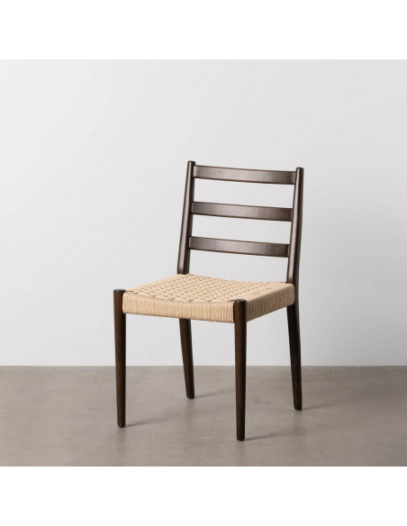 Chaise scandinave chic Beige Tressé Bois d'hévéa Marron Emyro - 13