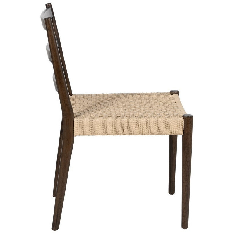 Chaise scandinave chic Beige Tressé Bois d'hévéa Marron Emyro - 3