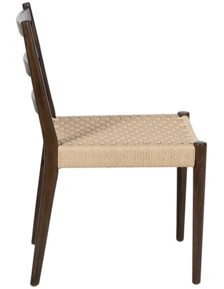 Chaise scandinave chic Beige Tressé Bois d'hévéa Marron Emyro - 3