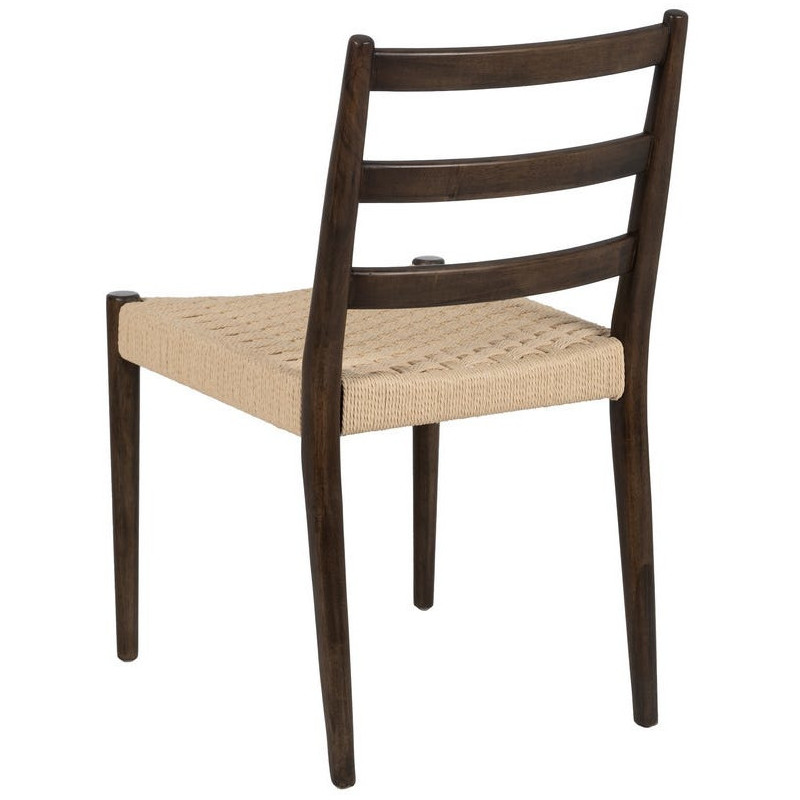 Chaise scandinave chic Beige Tressé Bois d'hévéa Marron Emyro - 4