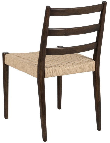 Chaise scandinave chic Beige Tressé Bois d'hévéa Marron Emyro - 4