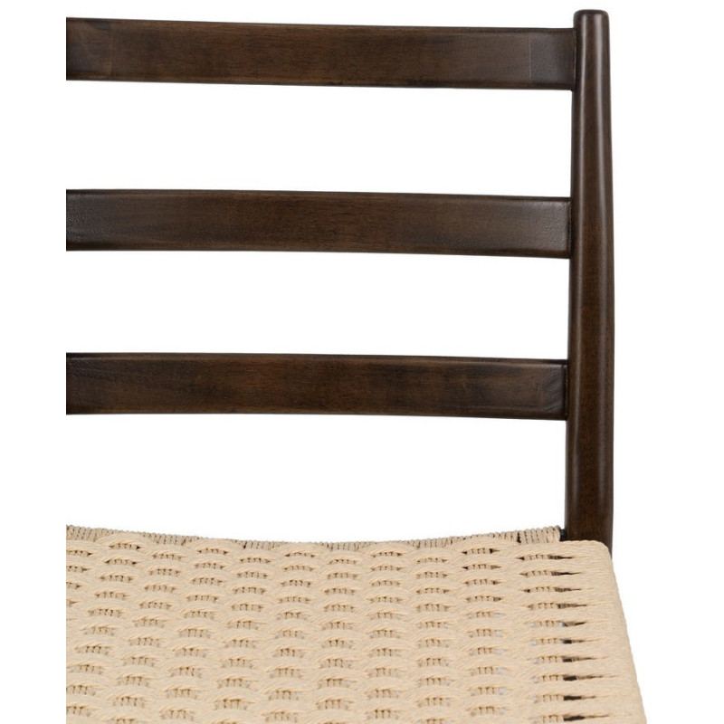 Chaise scandinave chic Beige Tressé Bois d'hévéa Marron Emyro - 5