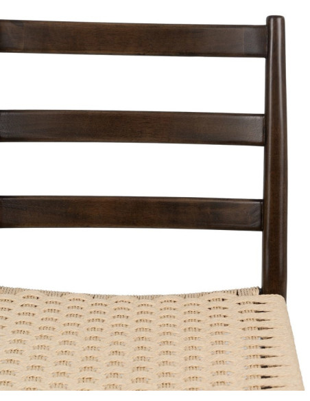 Chaise scandinave chic Beige Tressé Bois d'hévéa Marron Emyro - 5