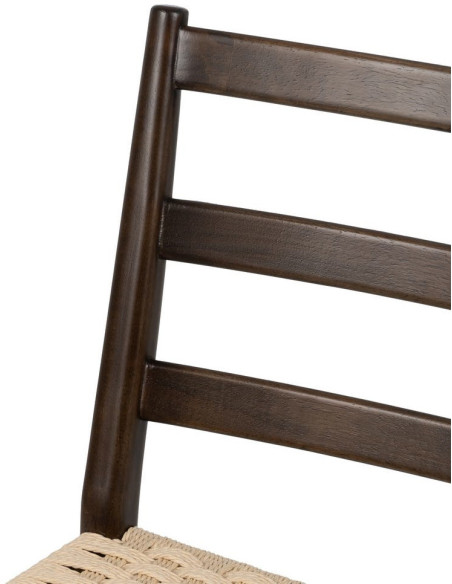 Chaise scandinave chic Beige Tressé Bois d'hévéa Marron Emyro - 6