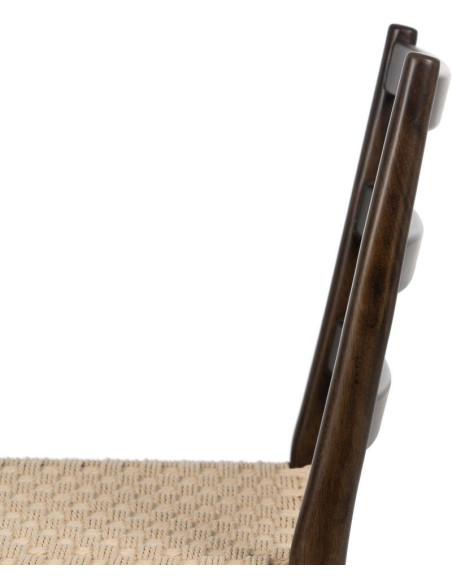 Chaise scandinave chic Beige Tressé Bois d'hévéa Marron Emyro - 7