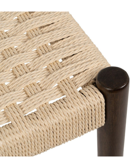 Chaise scandinave chic Beige Tressé Bois d'hévéa Marron Emyro - 9