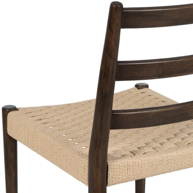Chaise scandinave chic Beige Tressé Bois d'hévéa Marron Emyro - 10