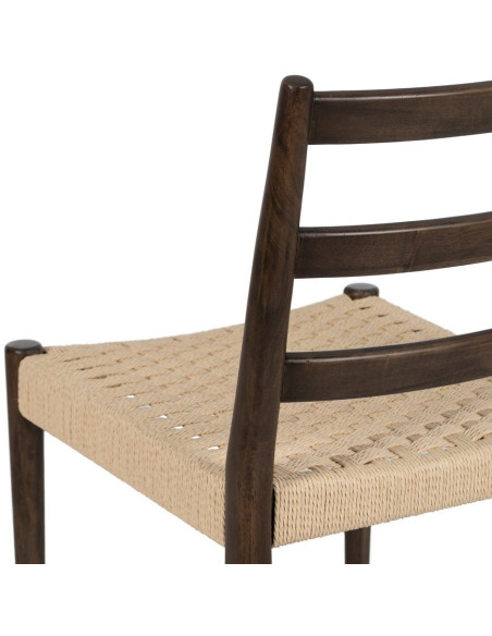 Chaise scandinave chic Beige Tressé Bois d'hévéa Marron Emyro - 10