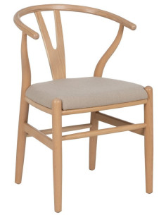 Chaise salle à manger scandinave Beige Bois de hêtre Naturel Vasen - 1