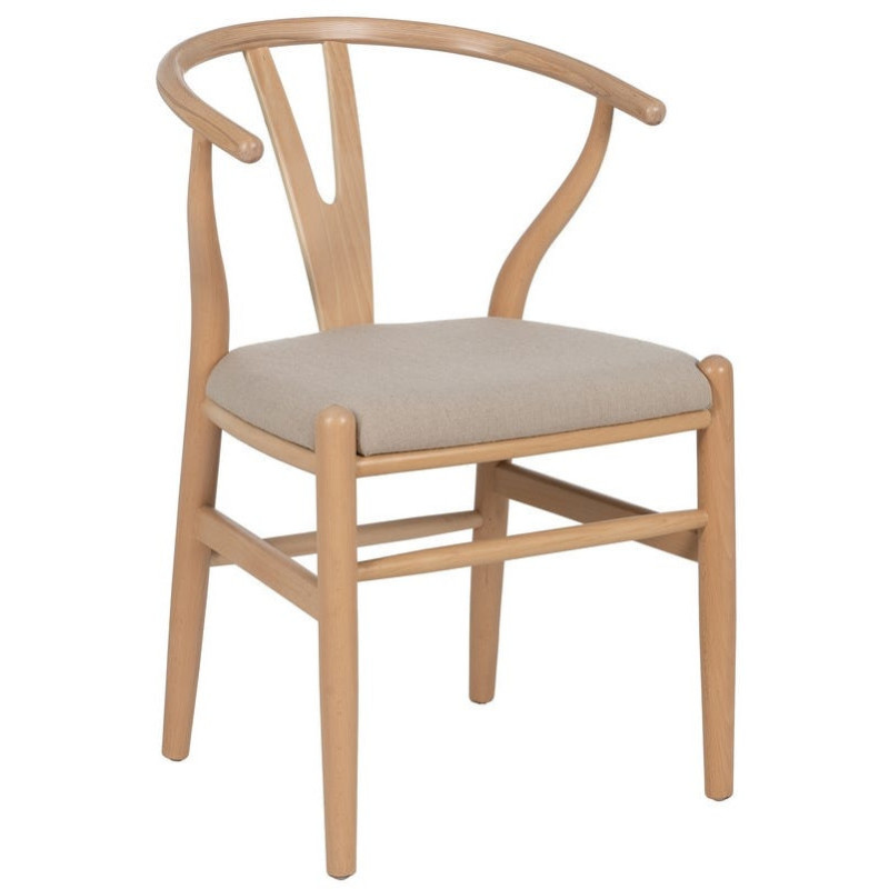 Chaise salle à manger scandinave Beige Bois de hêtre Naturel Vasen - 1