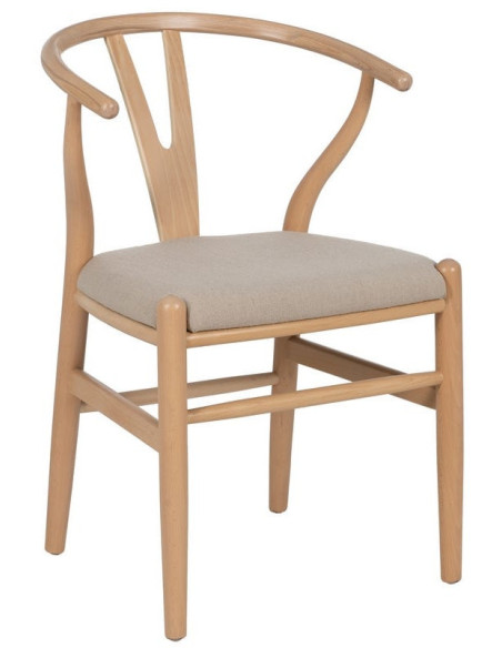 Chaise salle à manger scandinave Beige Bois de hêtre Naturel Vasen - 1