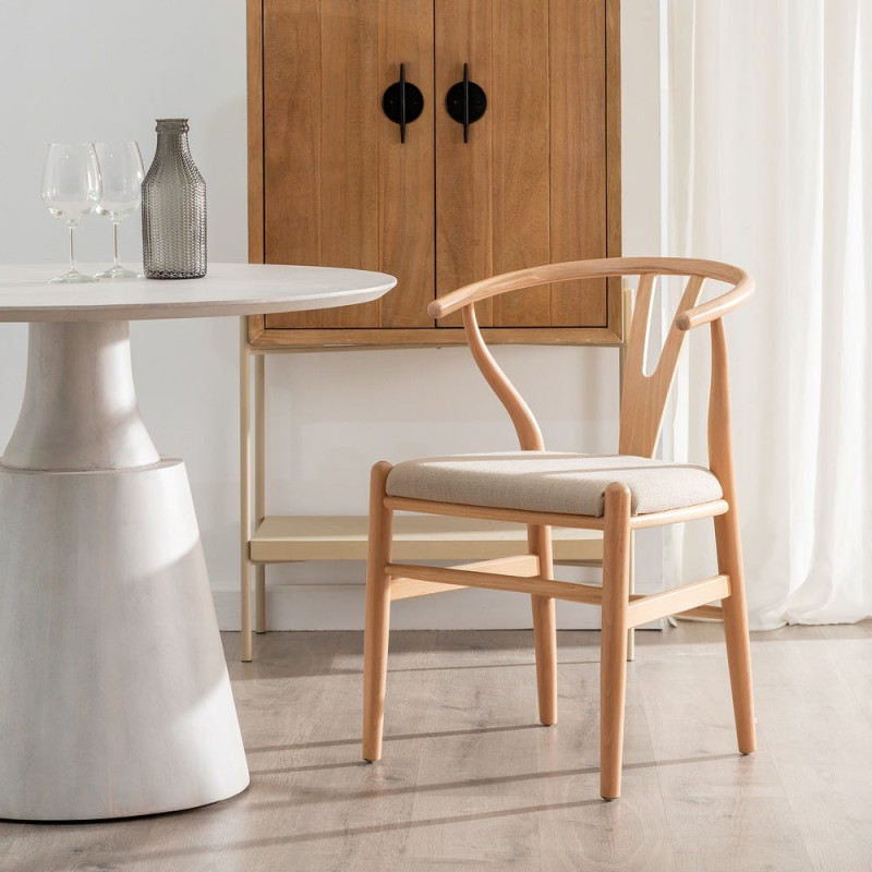 Chaise salle à manger scandinave Beige Bois de hêtre Naturel Vasen - 2