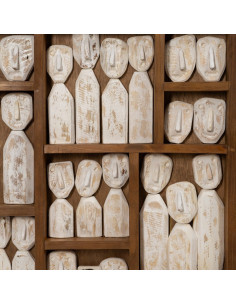 Grande Décoration murale ethnique chic sculptée 120x80 Marron Blanc Vieilli Toyen - 2