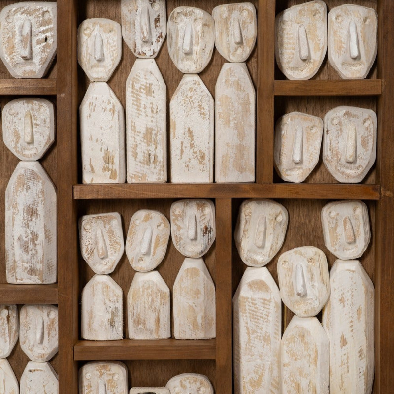 Grande Décoration murale ethnique chic sculptée 120x80 Marron Blanc Vieilli Toyen - 2