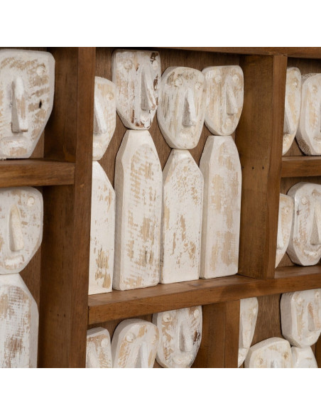 Grande Décoration murale ethnique chic sculptée 120x80 Marron Blanc Vieilli Toyen - 3