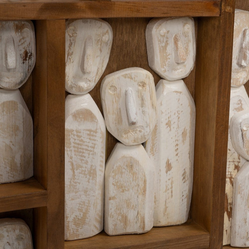 Grande Décoration murale ethnique chic sculptée 120x80 Marron Blanc Vieilli Toyen - 4