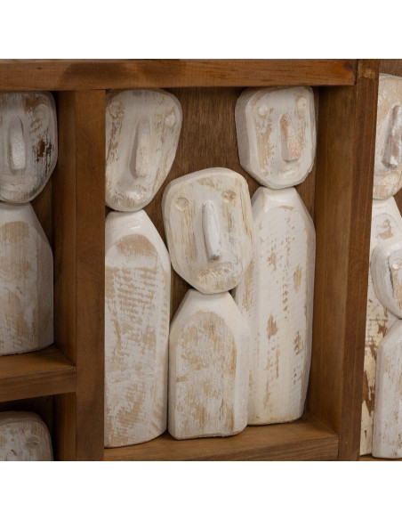 Grande Décoration murale ethnique chic sculptée 120x80 Marron Blanc Vieilli Toyen - 4