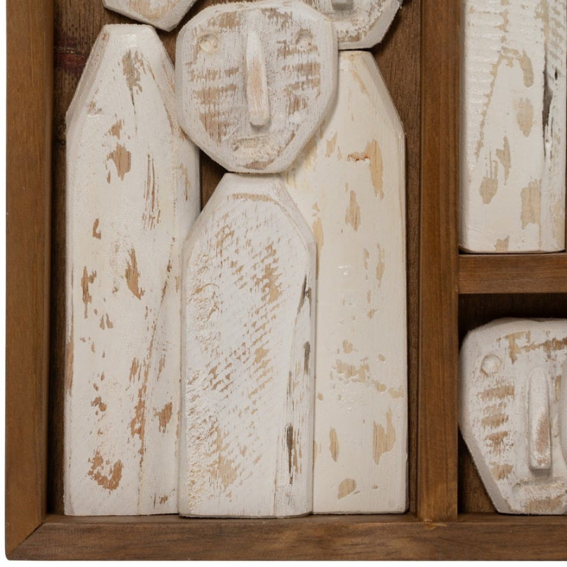 Grande Décoration murale ethnique chic sculptée 120x80 Marron Blanc Vieilli Toyen - 5