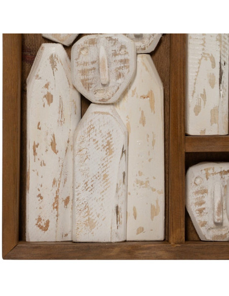 Grande Décoration murale ethnique chic sculptée 120x80 Marron Blanc Vieilli Toyen - 5