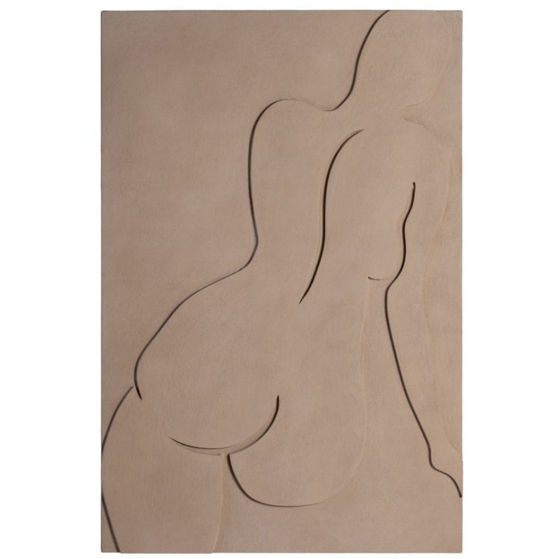 Grand Tableau mural relief Nu féminin 80x120 Beige Noir Navik - 1