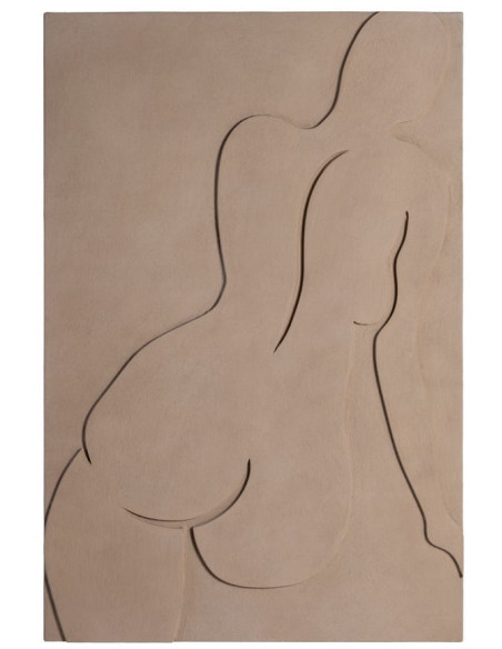 Grand Tableau mural relief Nu féminin 80x120 Beige Noir Navik - 1