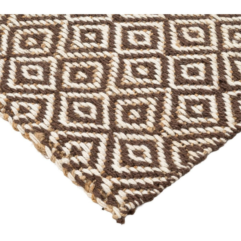 Grand tapis ethnique chic losanges Rectangulaire 200x290 Marron Naturel Meiro 