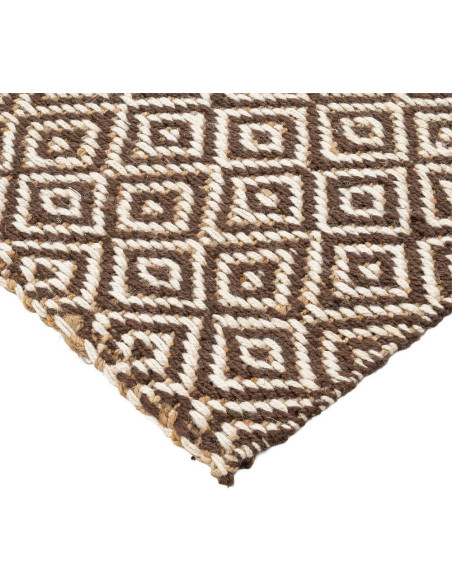 Grand tapis ethnique chic losanges Rectangulaire 200x290 Marron Naturel Meiro 