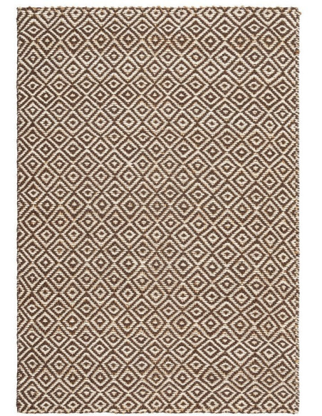 Grand tapis ethnique chic losanges Rectangulaire 200x290 Marron Naturel Meiro