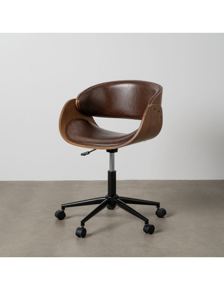 Chaise de bureau sur roulettes design Marron Bois MDF Marron noyer Nylon Noir Zirol - 2