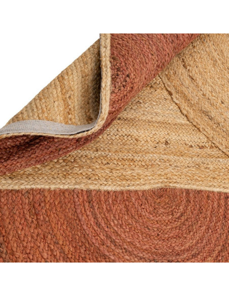 Grand Tapis bohème chic géométrique Rectangulaire 200x290 Naturel Terracotta Beige Tressé Vayel 